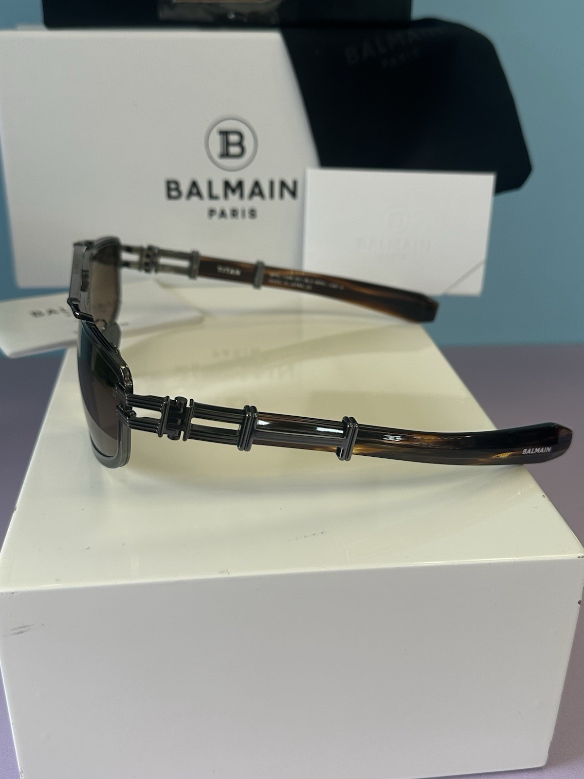 NEW BALMAIN by AKONI SUNGLASSES TITAN GUNMETAL BLACK BROWN BPS-139B-59 59 18 130