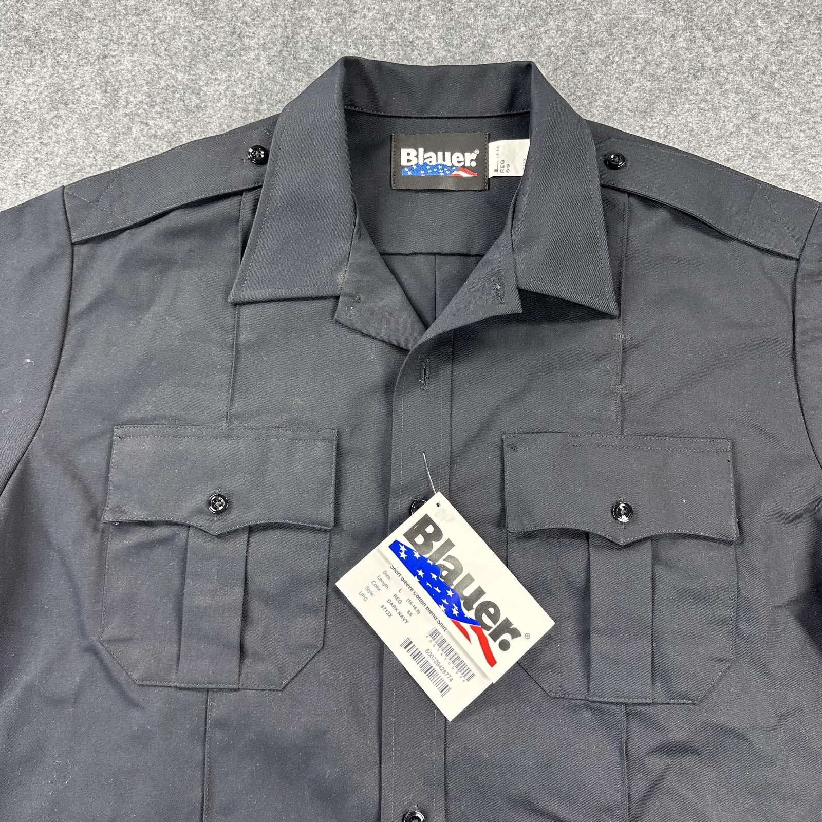 Blauer Shirt Mens Large 16-16.5 Dark Navy Short Sleeve Uniform Twill Workwear