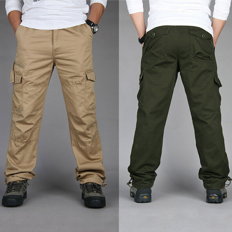 Mens Cargo Pants Work Pants Elastic Trousers Lightweight Combat Cotton Outdoor