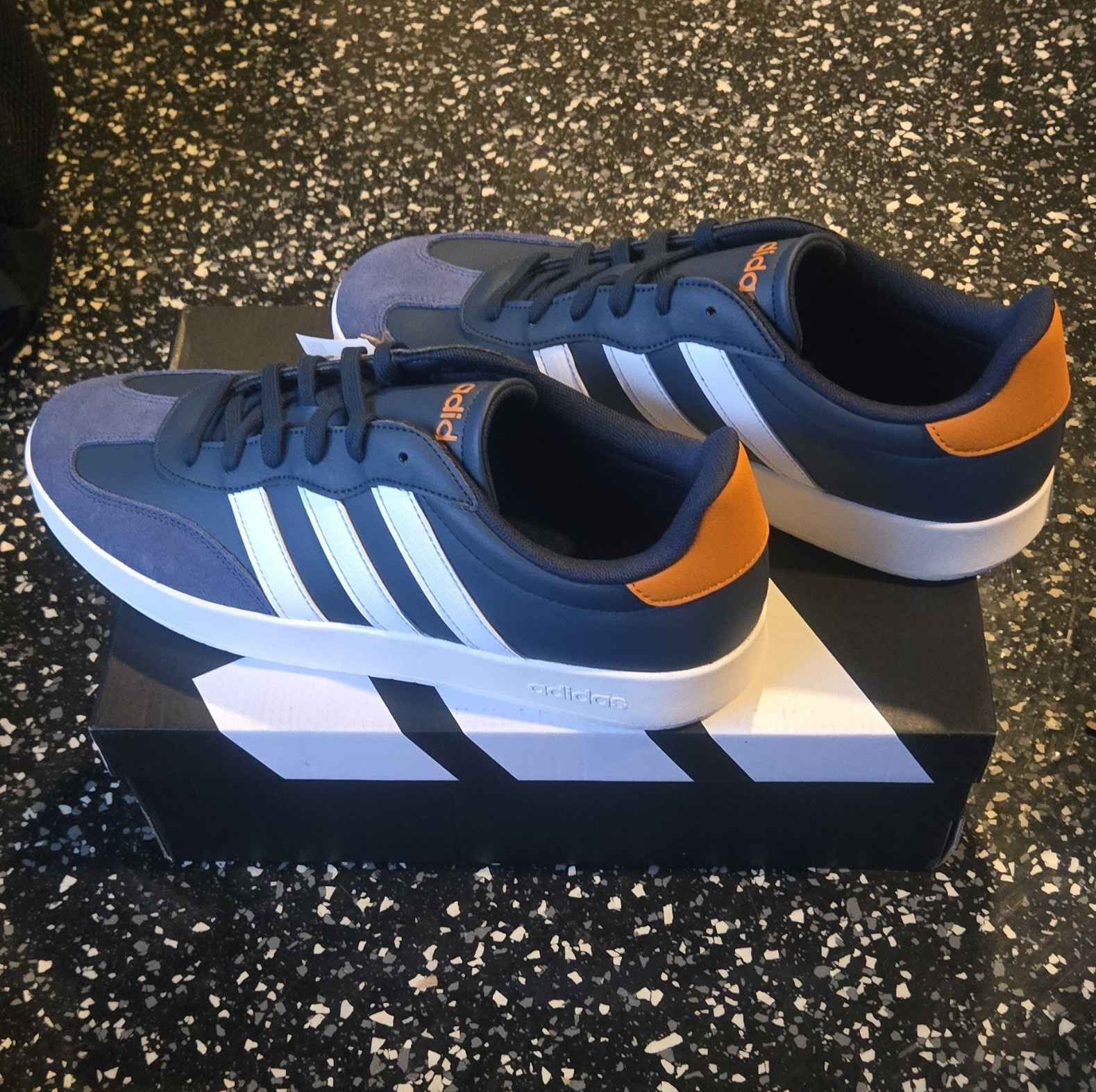 adidas Barreda Suede Lace-Up Sneakers Blue/White/Orange Men’s US 12 JI2310