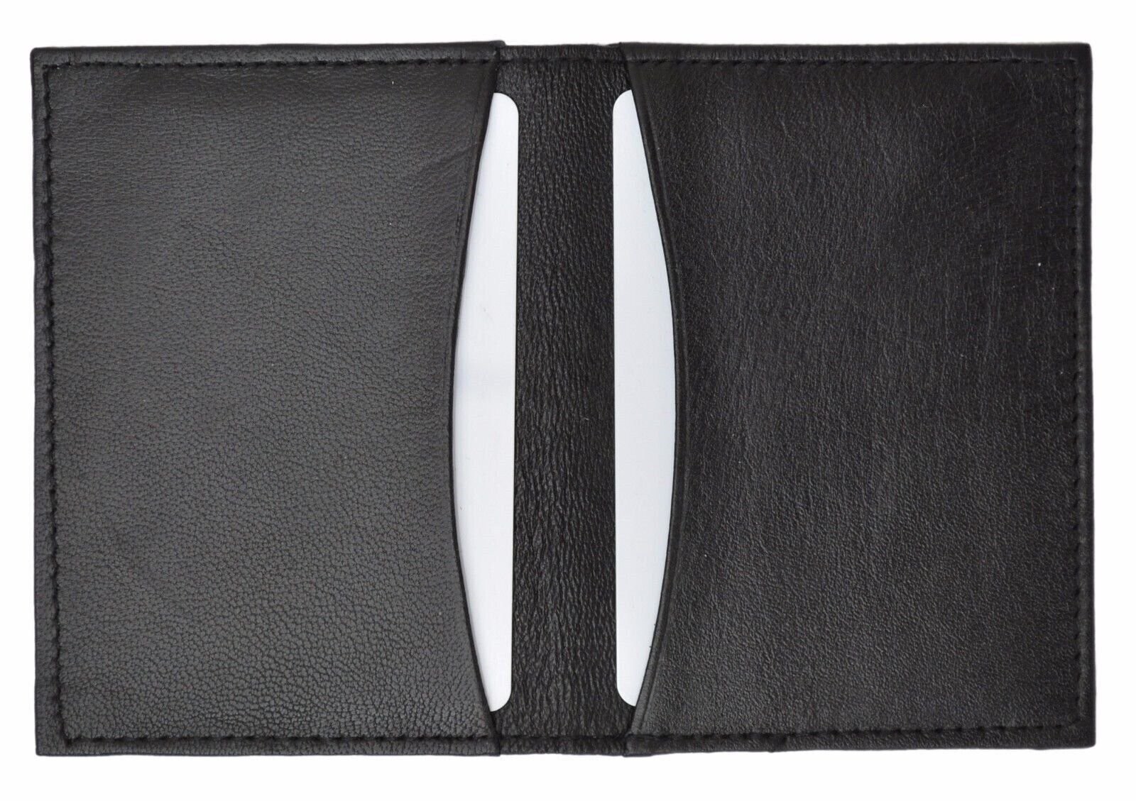 Mens Slim Leather Credit Card 2 ID Wallet Holder Bifold Drivers Licence Safe Bk