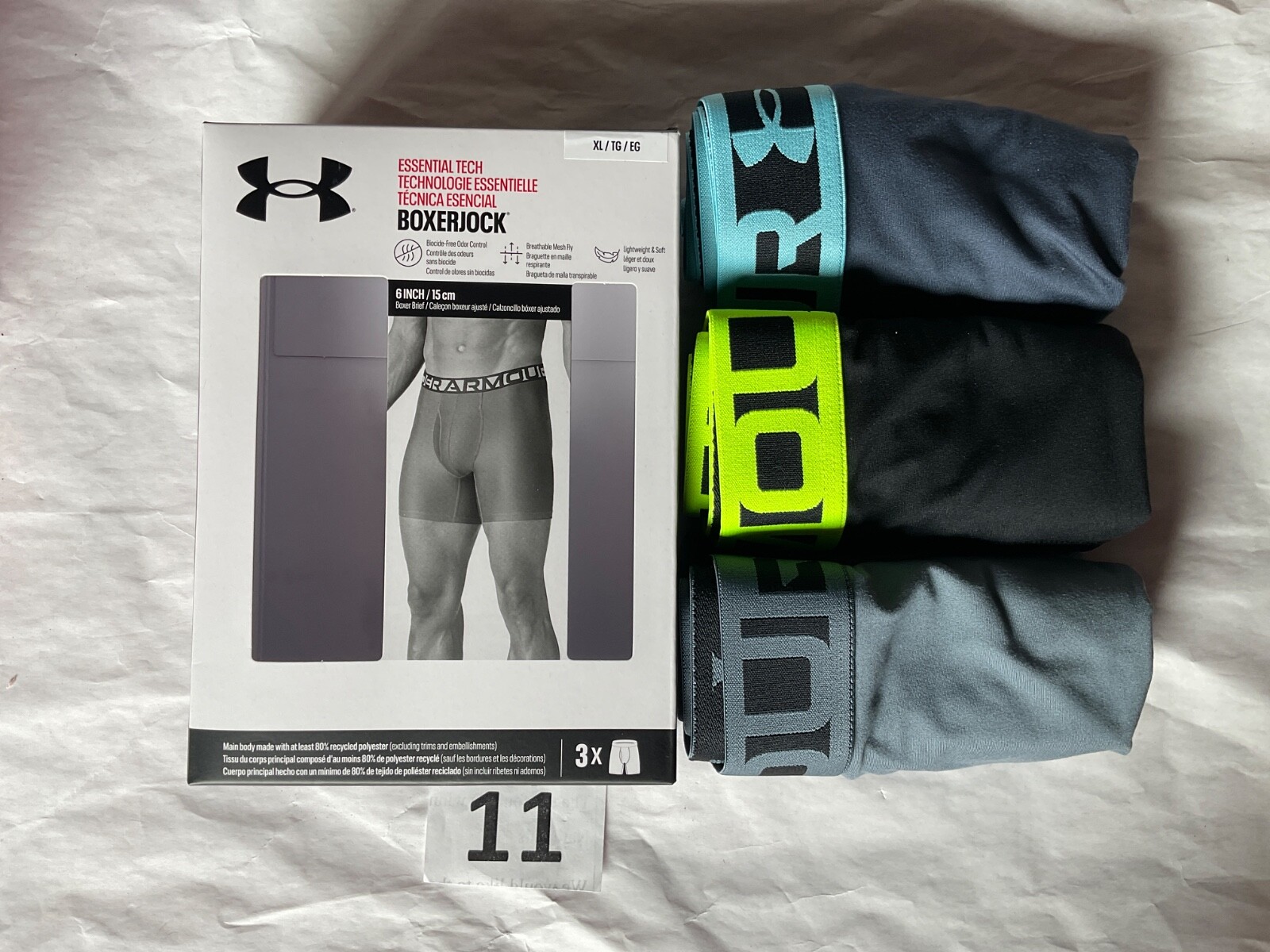 Under Armour 6 inch Tech Boxer Brief New Tag Men Sizes Box Contains 3 Boxerjocks