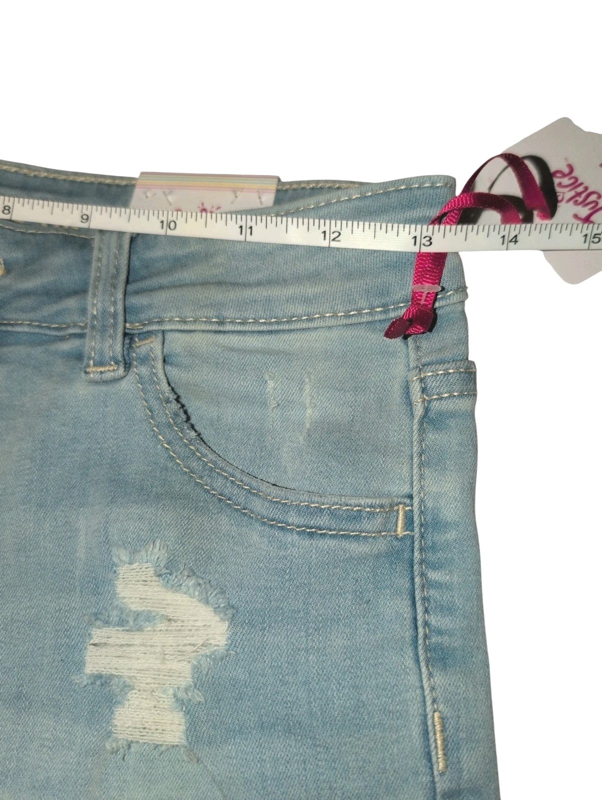 Nwt 2 Pack Justice Girls Shorts Denim Midi Stretch Soft Comfy Distressed 14 Slim