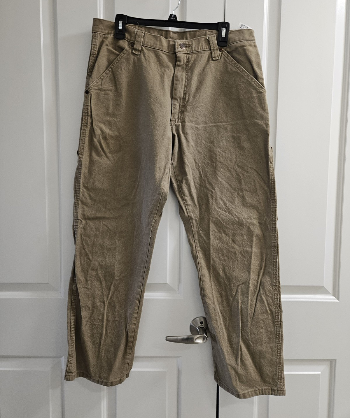 Wrangler Beige Cotton Canvas Pants Regular Fit Straight Leg Waist 34×30