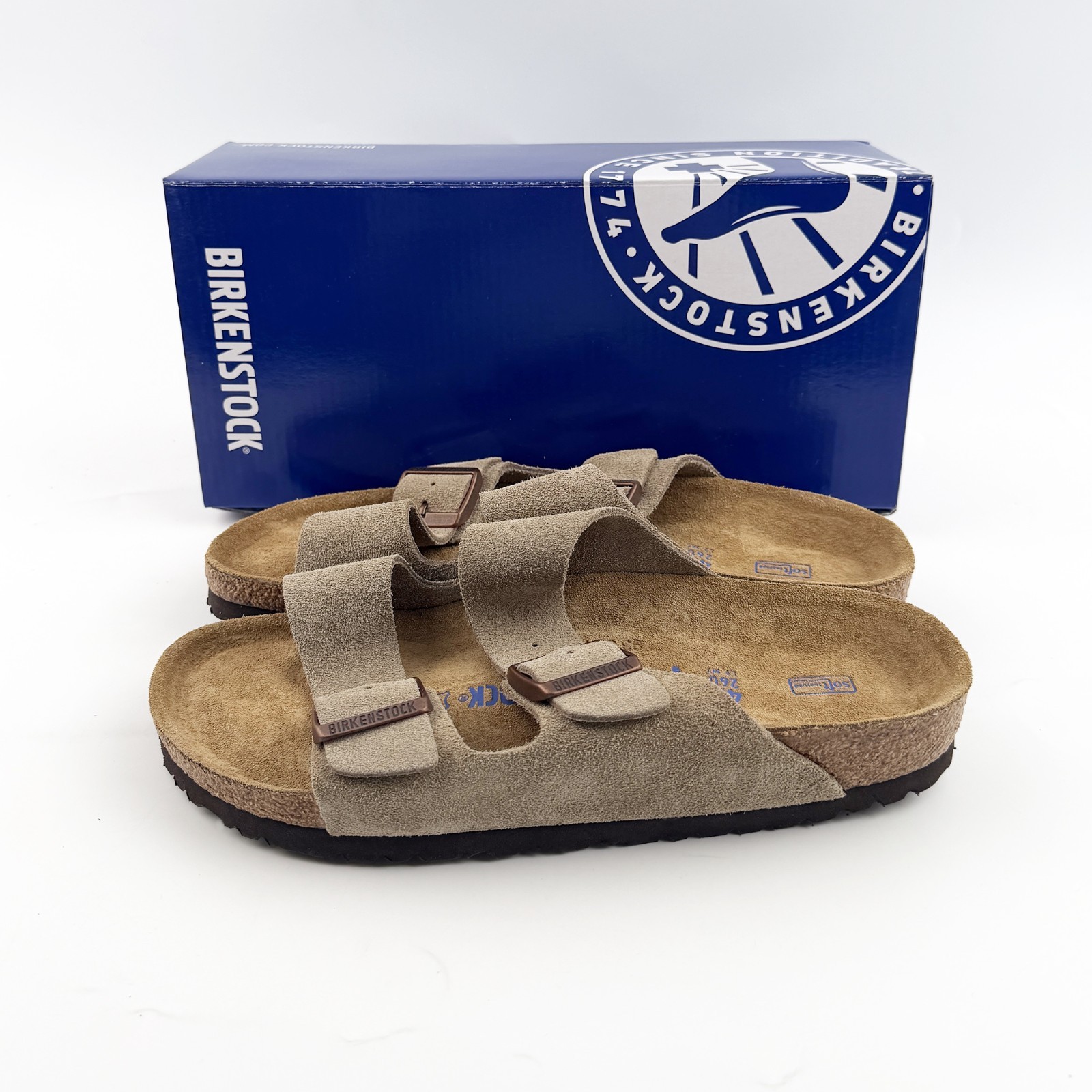 Birkenstock Arizona Soft Footbed Suede Sandal Taupe Unisex Shoe Have Narrow/Wide