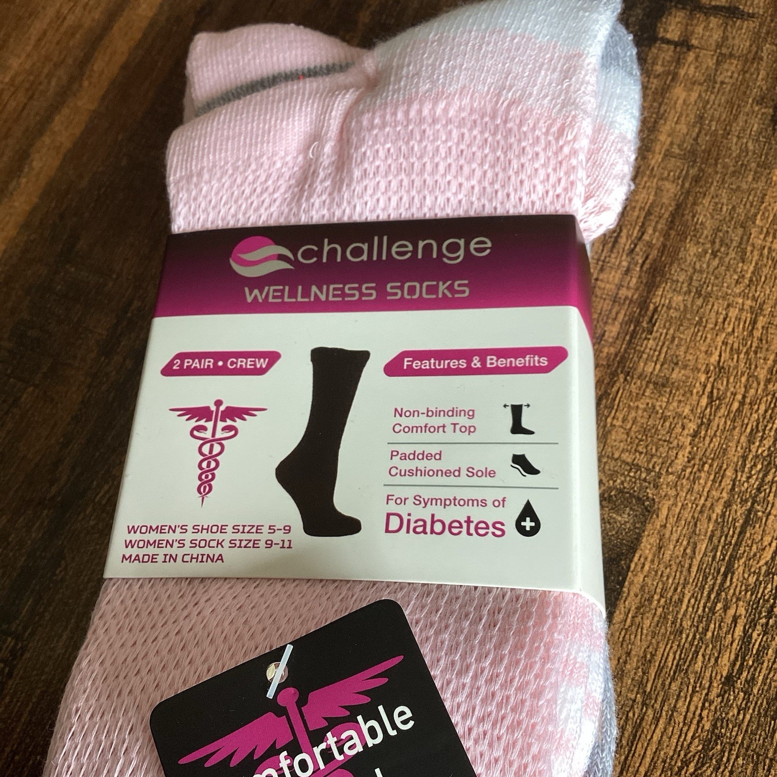 Women’s Challenge Wellness Non-Binding Crew Socks Diabetes Edema Neuropathy 5-9