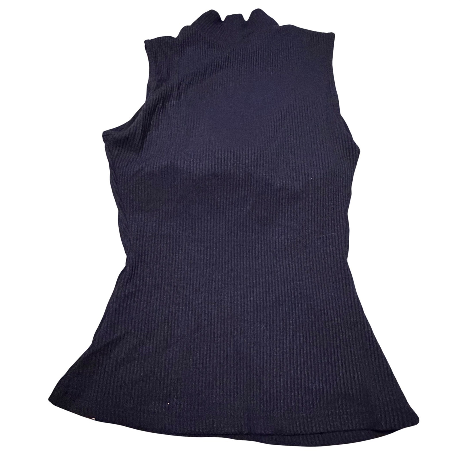 OGL Textured Rib Mockneck Sleeveless Brami Smoky Navy Blue Small NWT