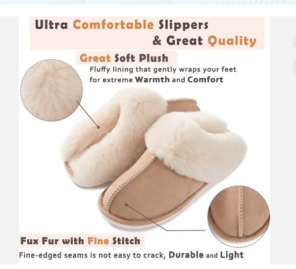 Women’s Fuzzy Memory Foam Scuff Slippers Faux Fur Cozy Comfort