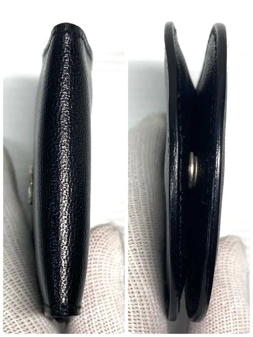 Beautiful Item GUCCI G Logo Leather Coin Case Small Item Holder with Box Black