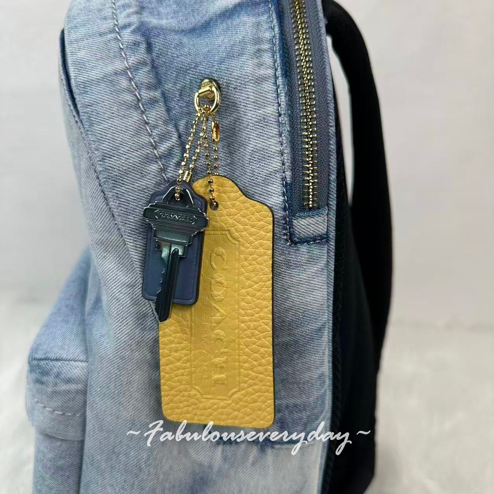 Coach Taylor Small Backpack In Loved Denim Gold/Light Indigo CEF27 NWT