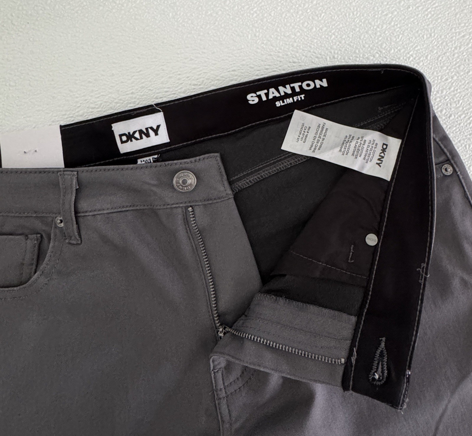 NWT DKNY Mens Ultimate Stretch Pants Stanton Slim Fit 32 33 34 36 Gray Grey R6