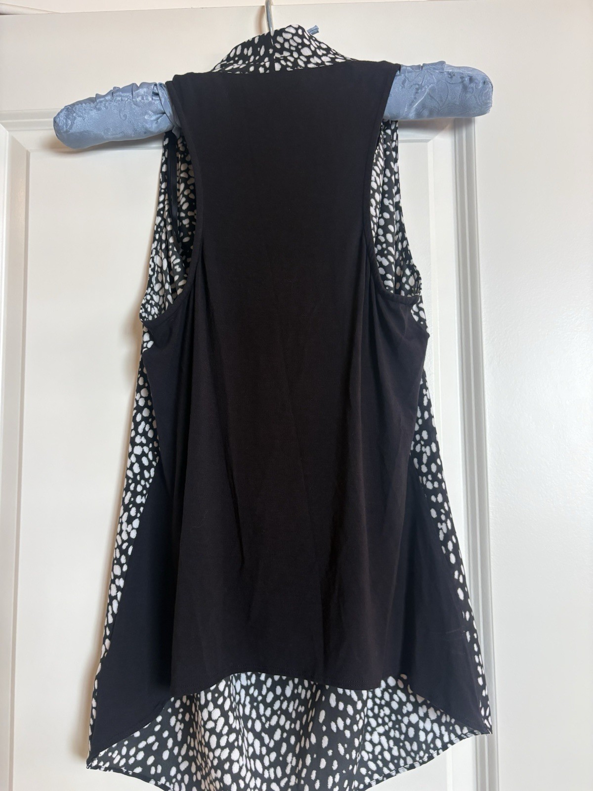 Michael Michael Kors Womens Medium Black Ivory Animal Print Cowl Neck Sleeveless