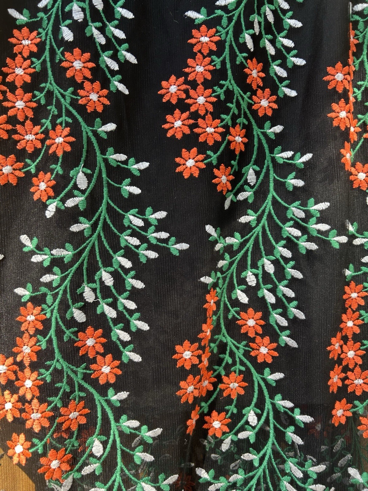 Dress the Population Black Floral Embroidered Mesh hi-lo Midi sweetheart XXL