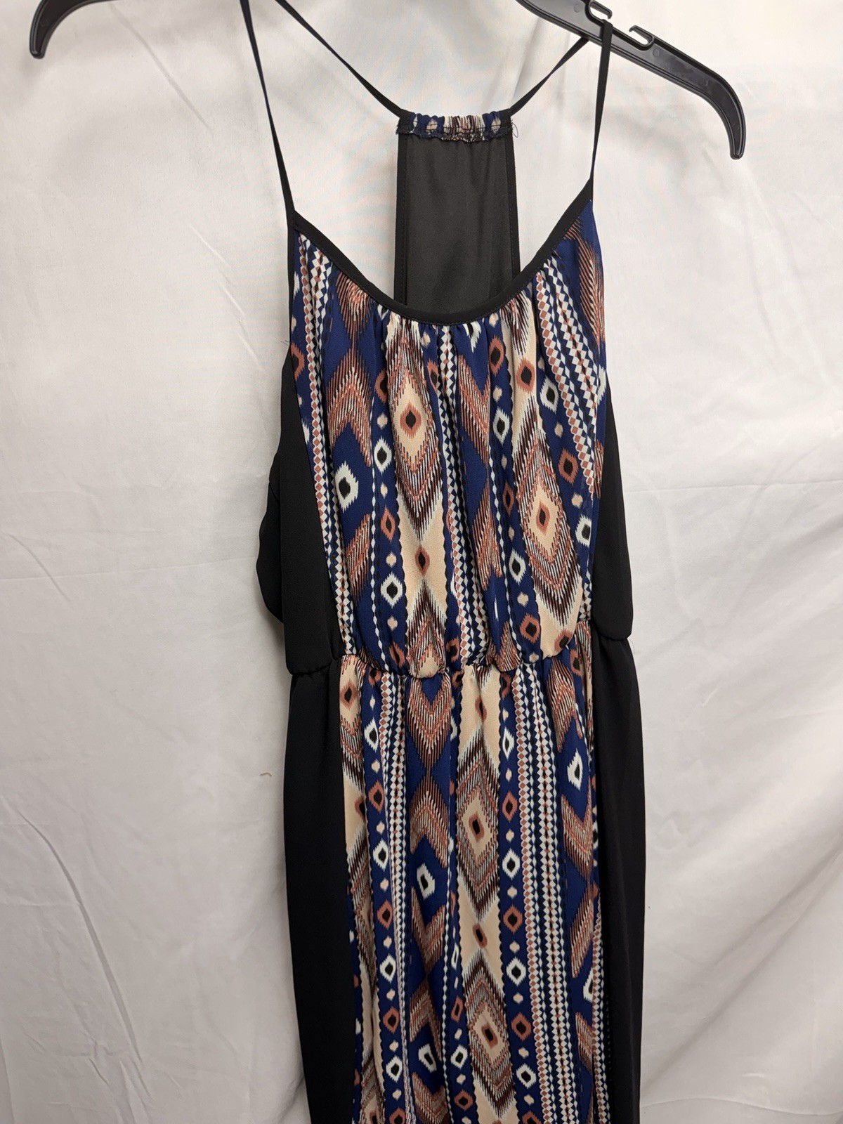 Maurices Short Maxi Dress M Navy Colorful Boho Tank Top Halter Summer Artsy