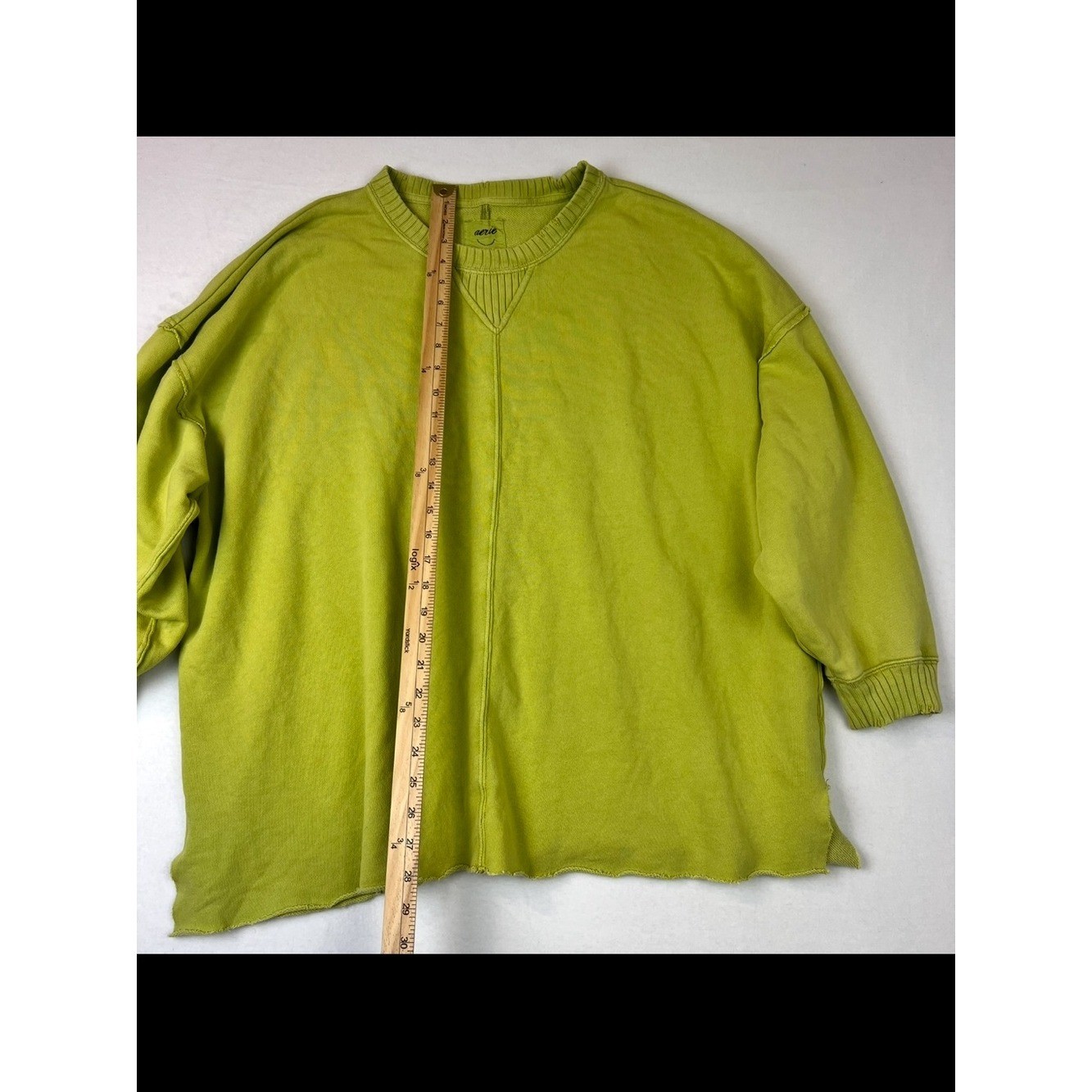 Aerie Oversized Lime GreenPullover Staying Kind Feeling Cool Crewneck L