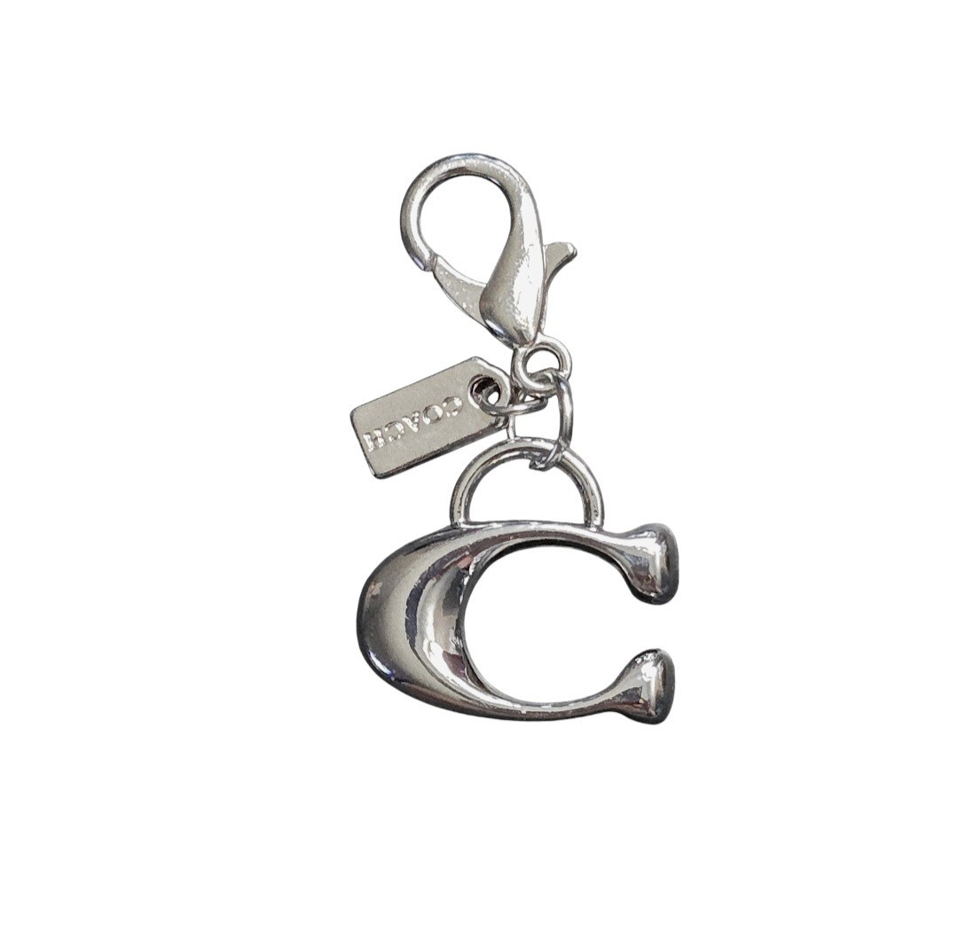 Coach Signature 3D ‘C’ Mini Charm Removable silver Bag Charm Pendant Zipper Pull