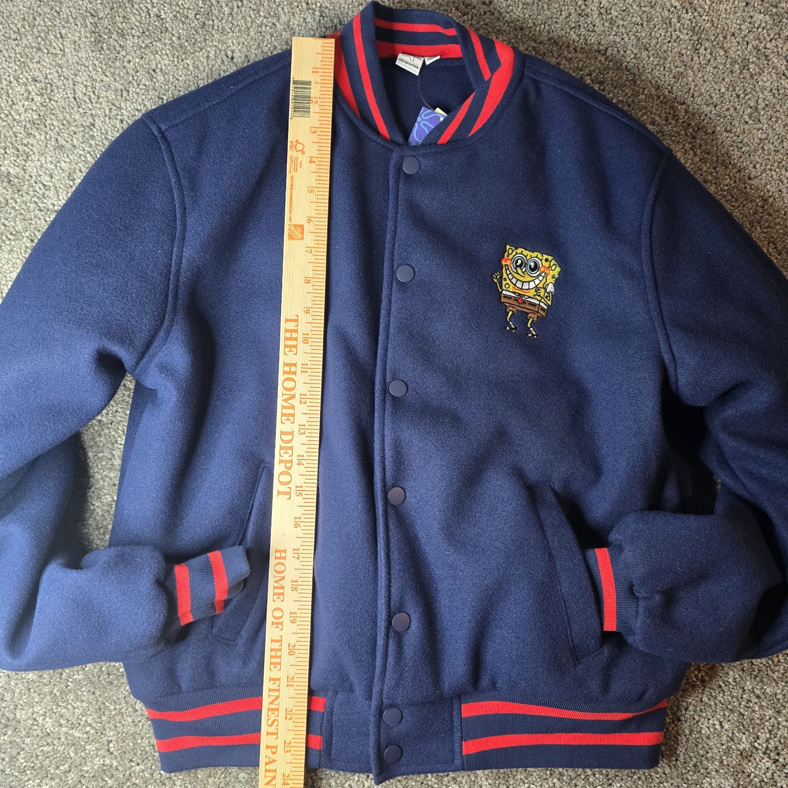 SpongeBob x Aeropostale Faux Wool Bomber Jacket Size XS Check Description