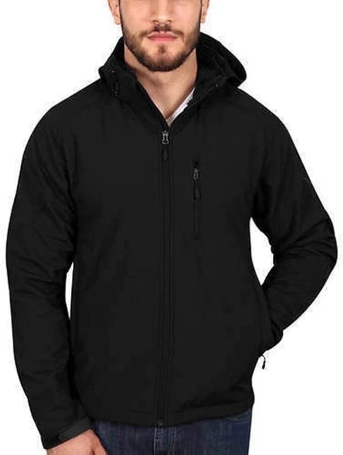 Kirkland Men’s L Black Hooded Sherpa Lined Softshell Windbreaker Jacket e1675