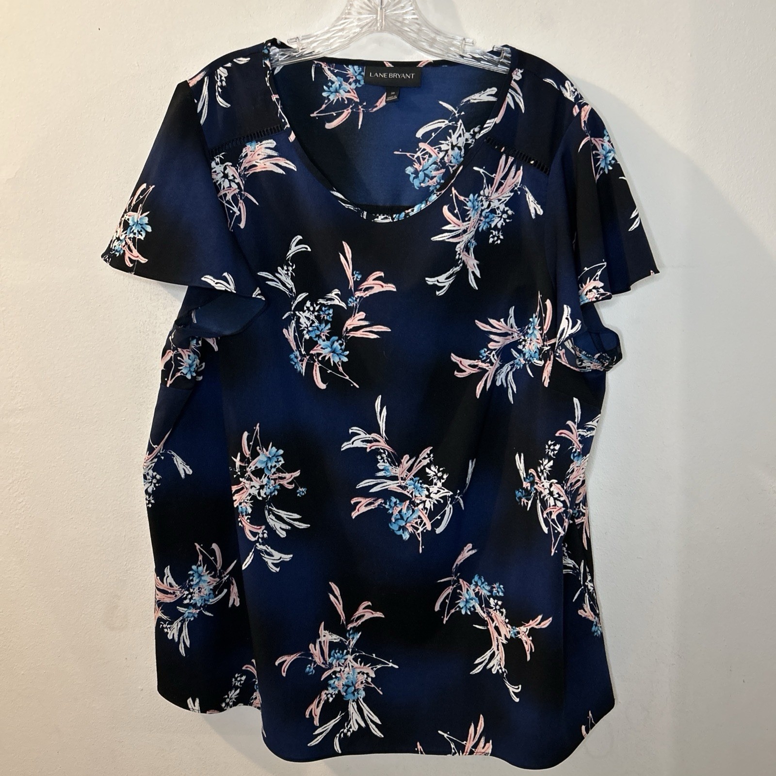 Lane Bryant top size 20 Womens Short Sleeve Blue Floral