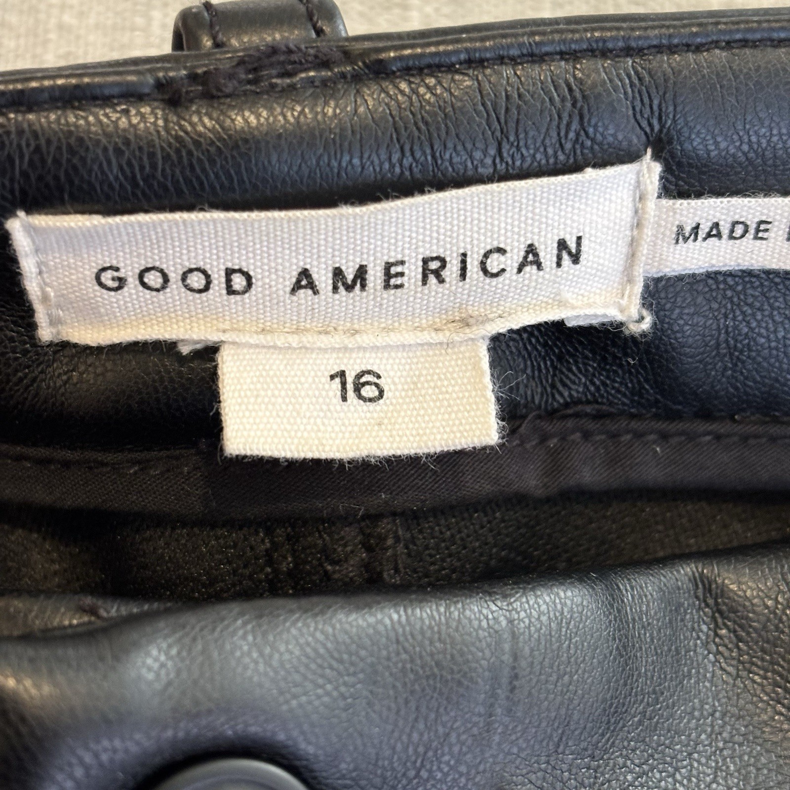 Good American Faux Leather Pants Sz 16 Crystal Embellished Icon Stud Black Glam
