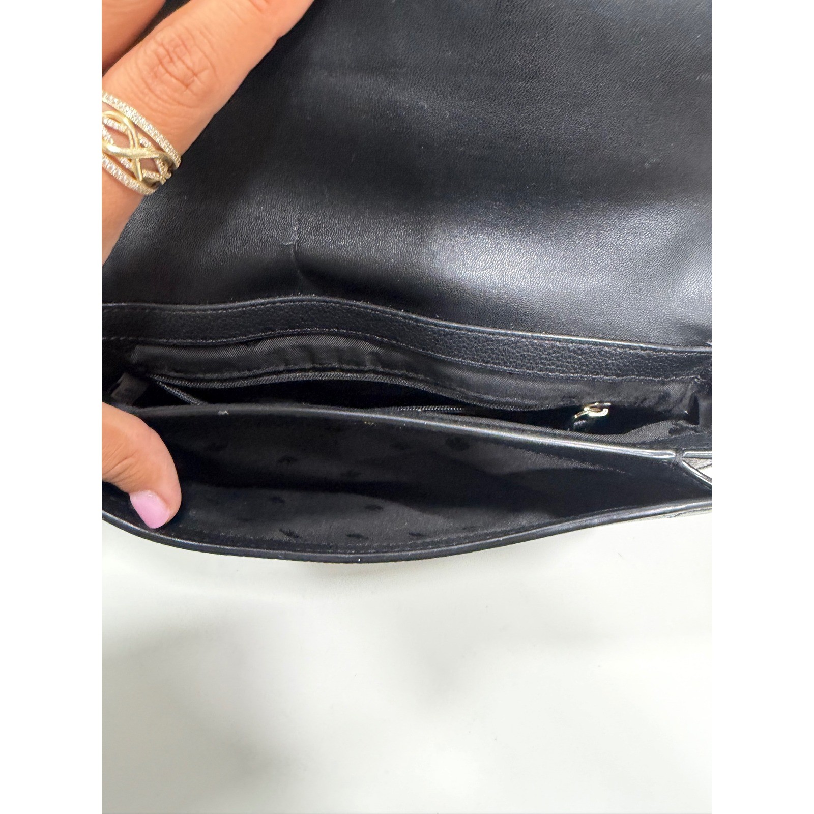 Kate Spade New York Black Pebbled Leather Crossbody Saddle Bag Gold Logo