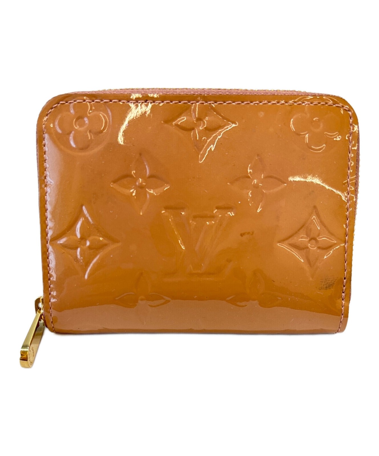Louis Vuitton Vernis Beige Coin Case M91668 Monogram Zipper 4 Card Slots Auth