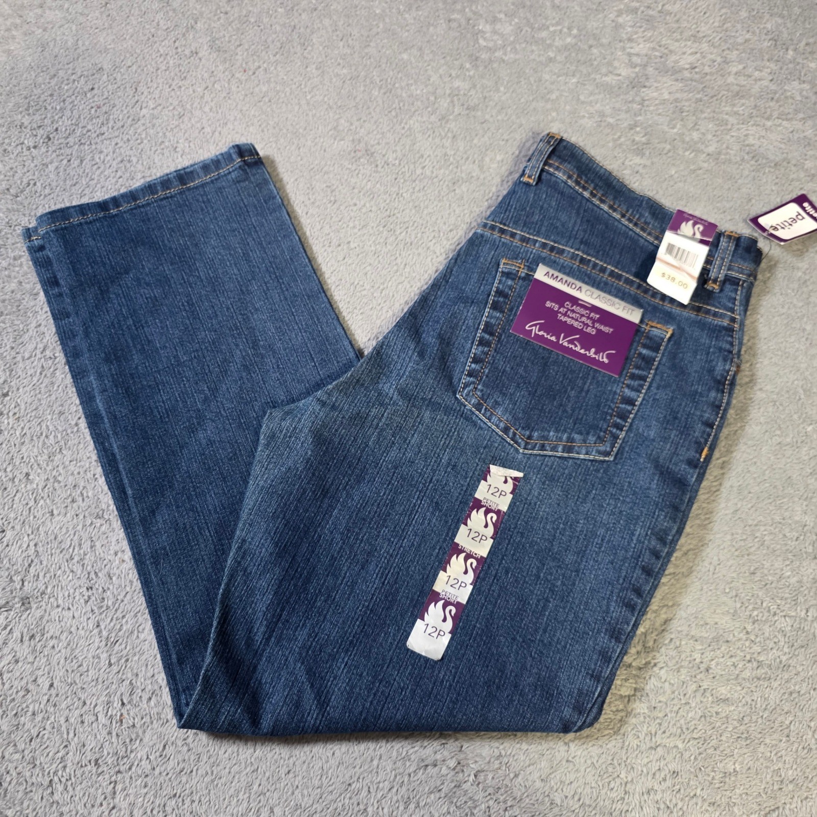 Gloria Vanderbilt Womens 12P Amanda Classic Fit Jeans Blue High Rise Tapered Leg