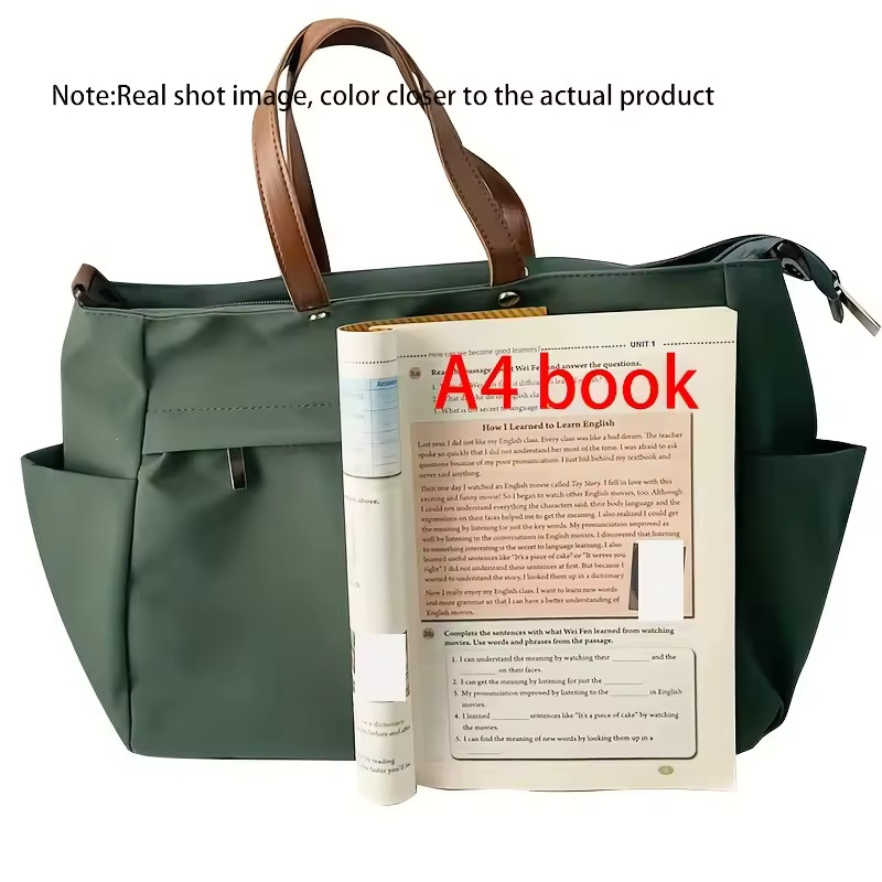 Women Nylon Tote Large Capacity Shoulder Handbag Multi Pocket Casual Work School
