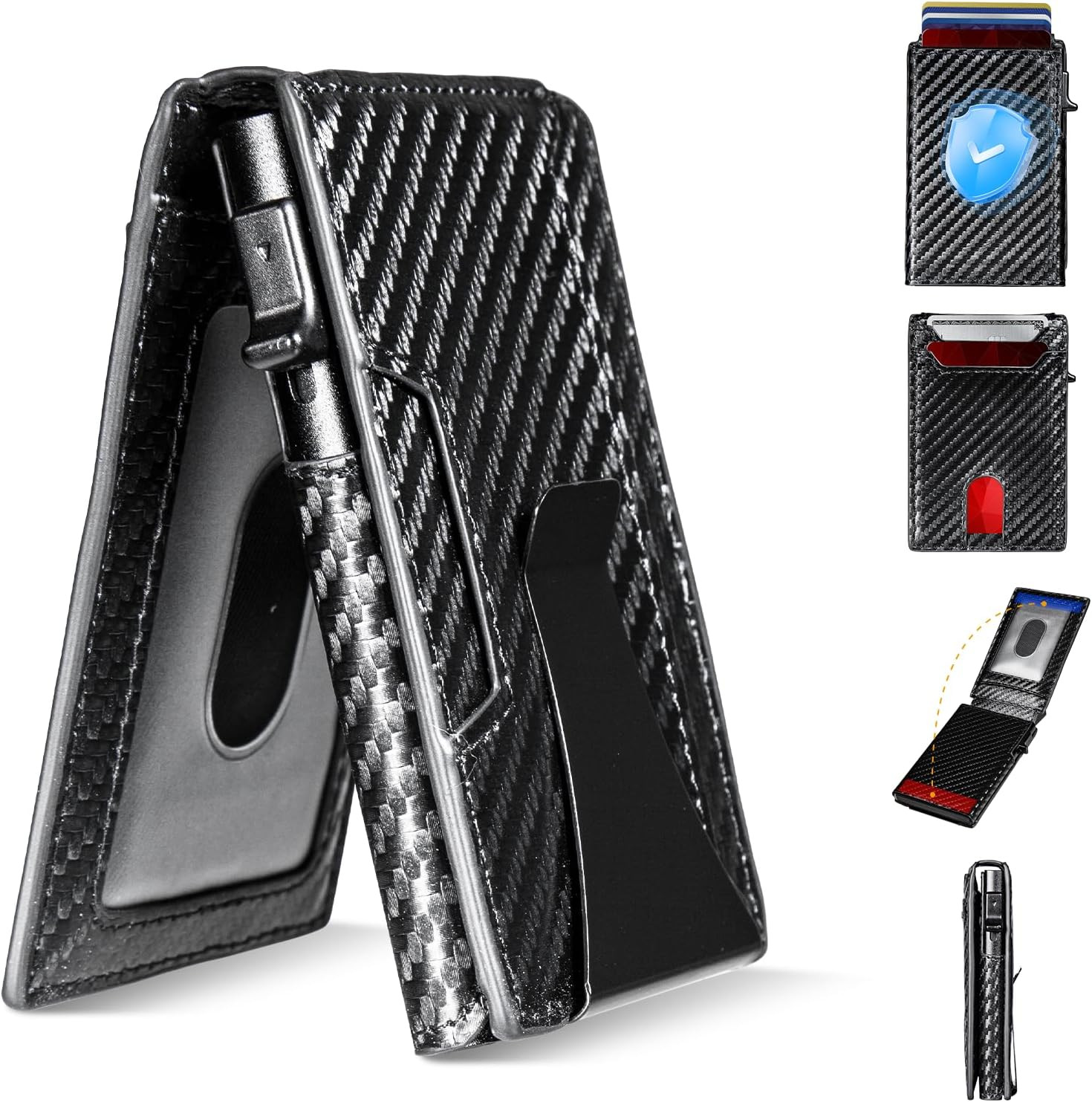 Wallet for Men, RFID Blocking Pop up Wallet, Bifold Slim Minimalist Credit Card