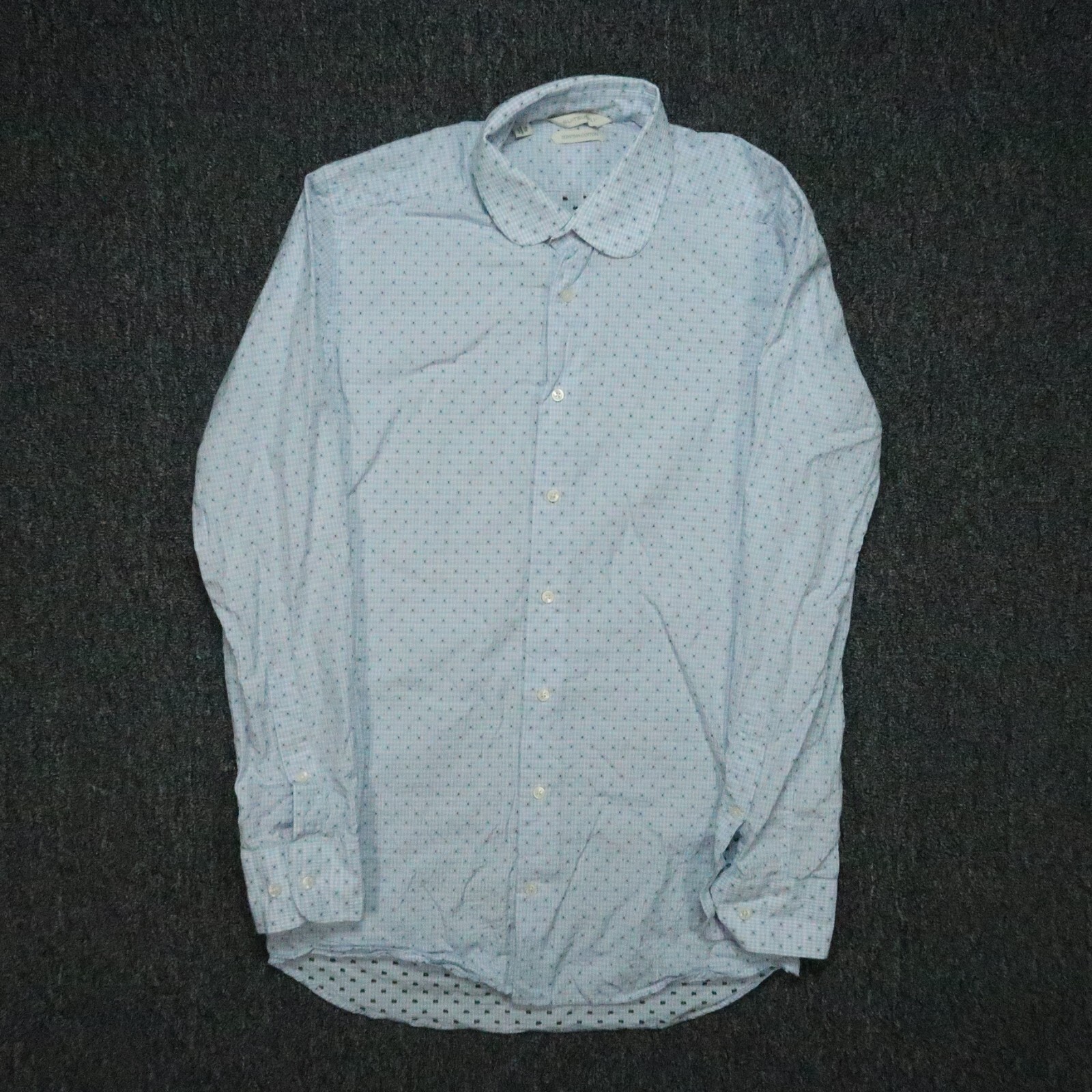 Suitsupply Shirt Mens Small 15 Blue Testa Egyptian Cotton Long Sleeve Button