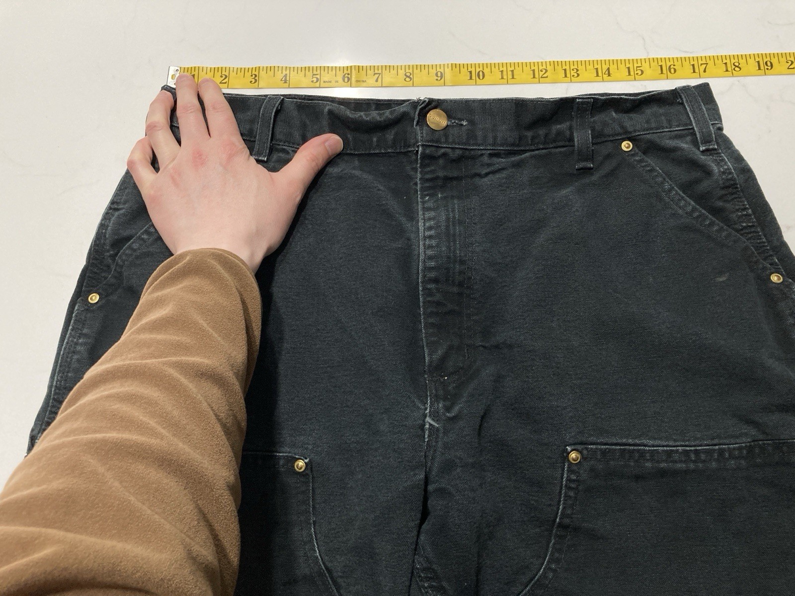 VTG Carhartt B01 BLK Double Knee Work Pants Mens 36×30 (Fits 34×29) Distressed
