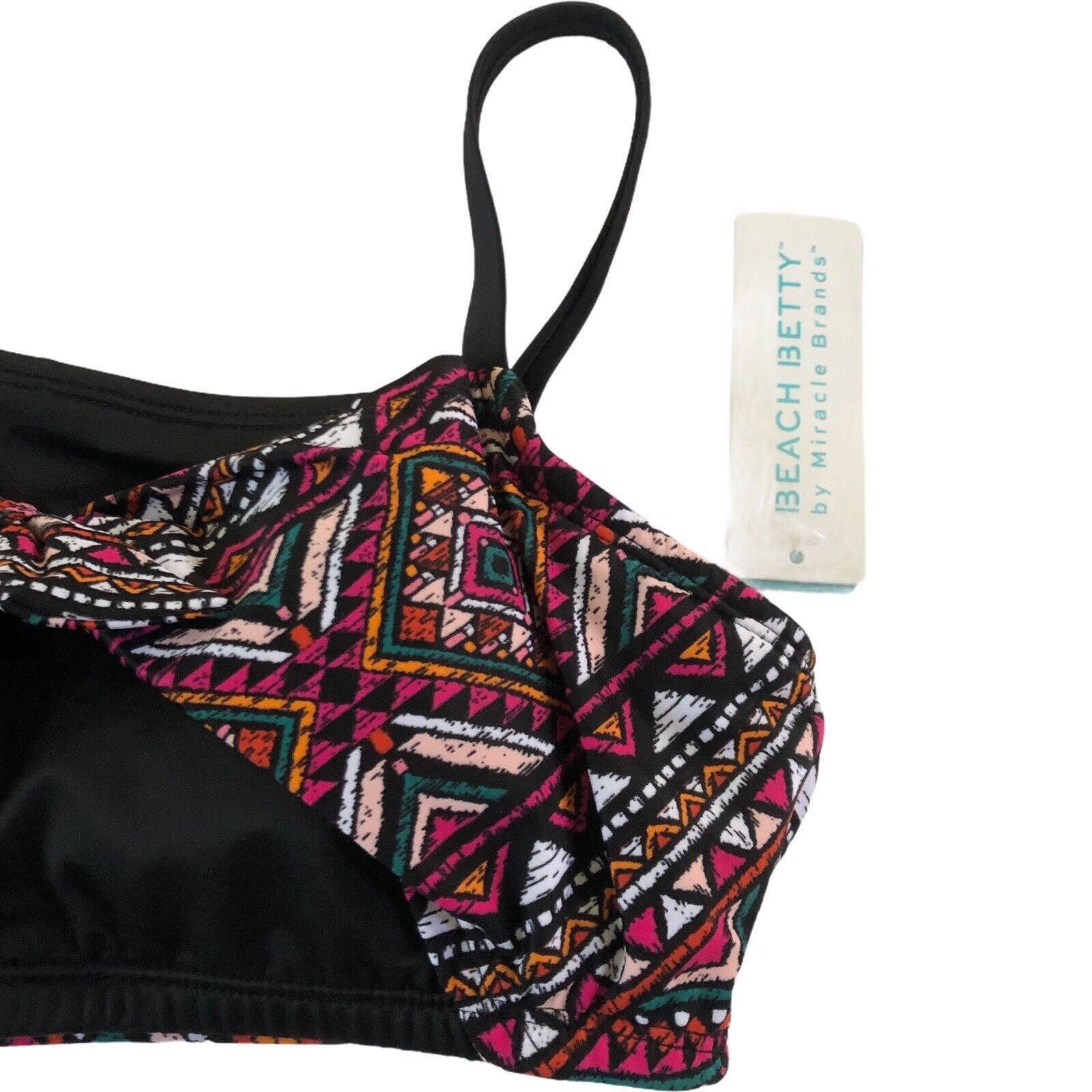NWT Beach Betty Miracle Brands Medium Swim Top aztec boho black magenta #7241