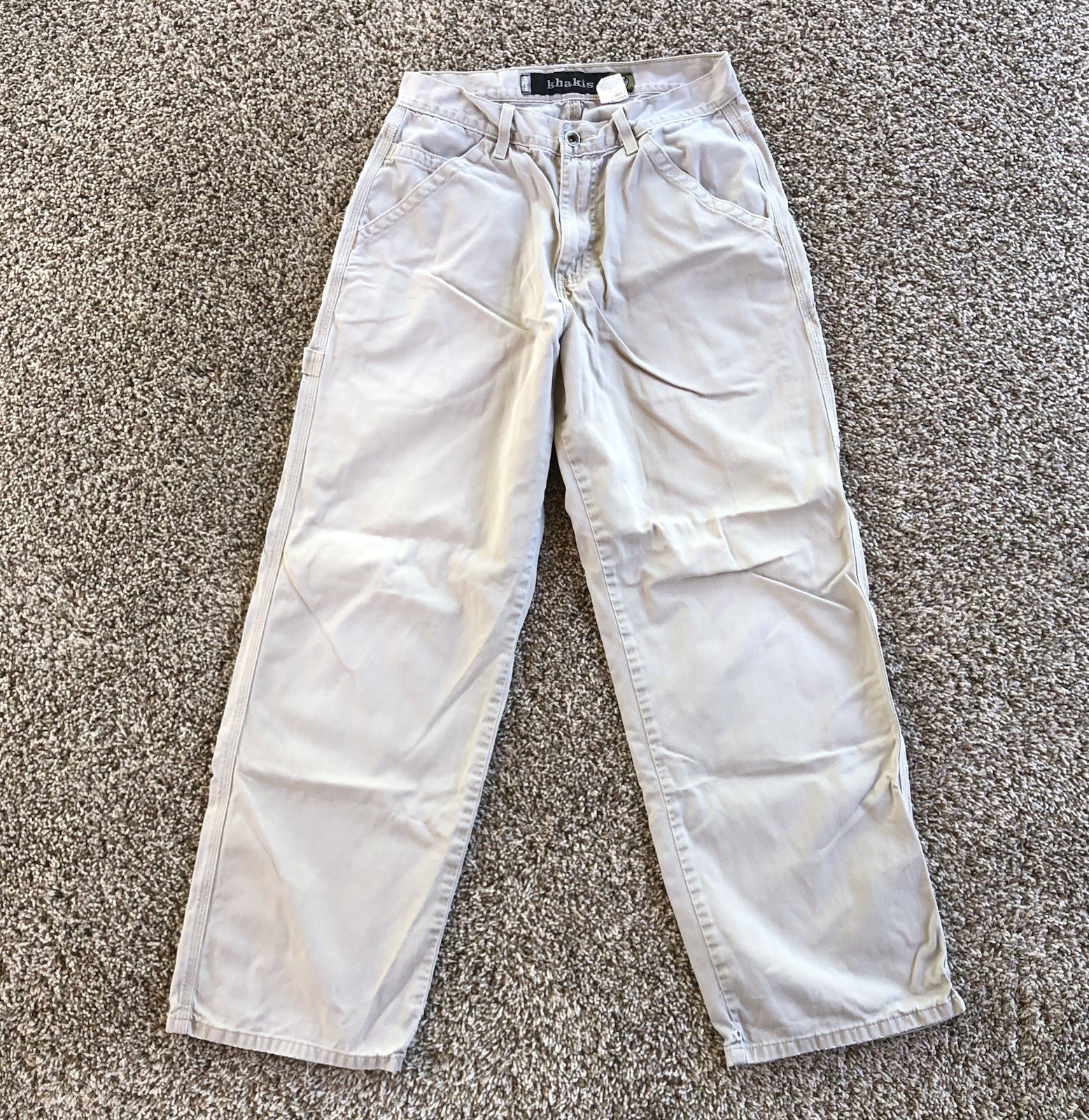 Vtg Levis SilverTab Khakis Pants Mens 29×30 Beige Relaxed Fit Carpenter Loop Y2K