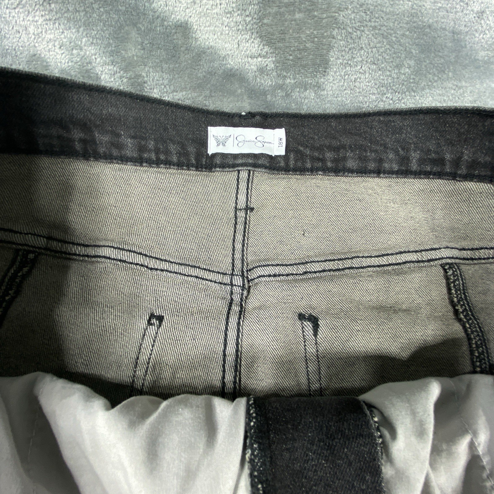 Jessica Simpson Myrtle Barrel Leg Jeans Women 18W Faded Black Wash Boho NEW