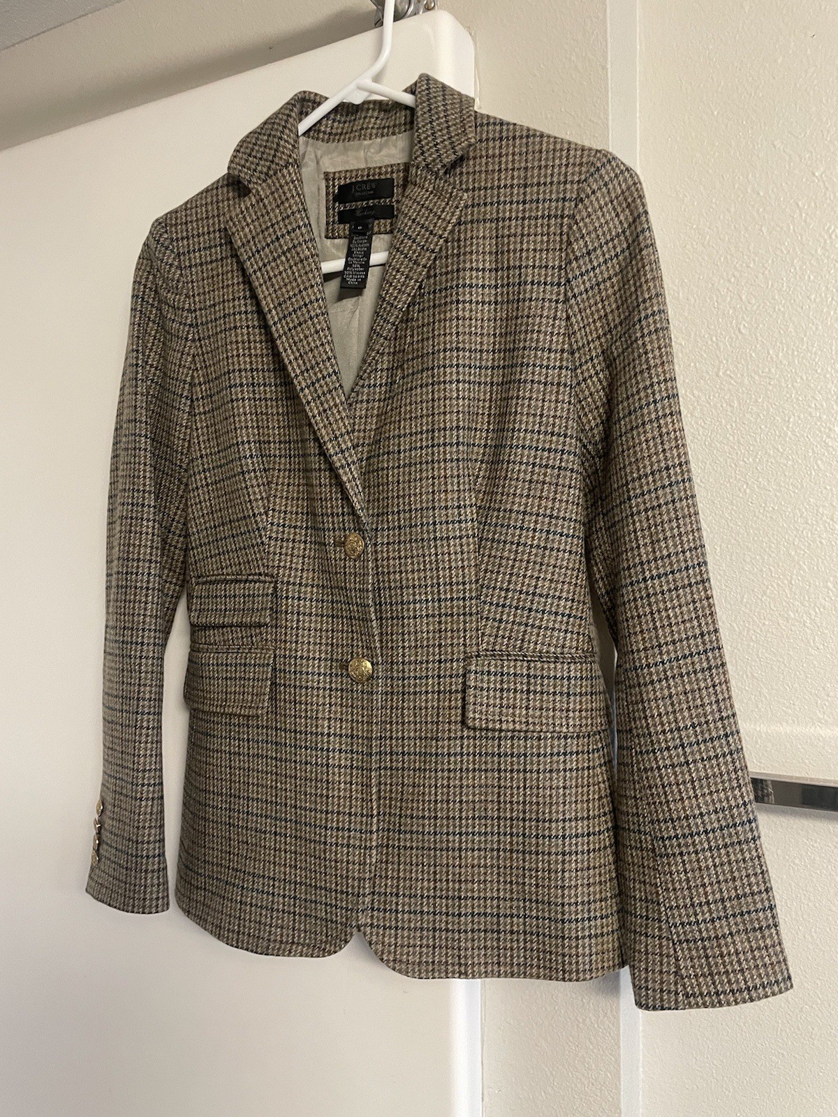 J Crew Vtg Blazer Wool Women Size 0 Old Money Academia Earth Times Brown