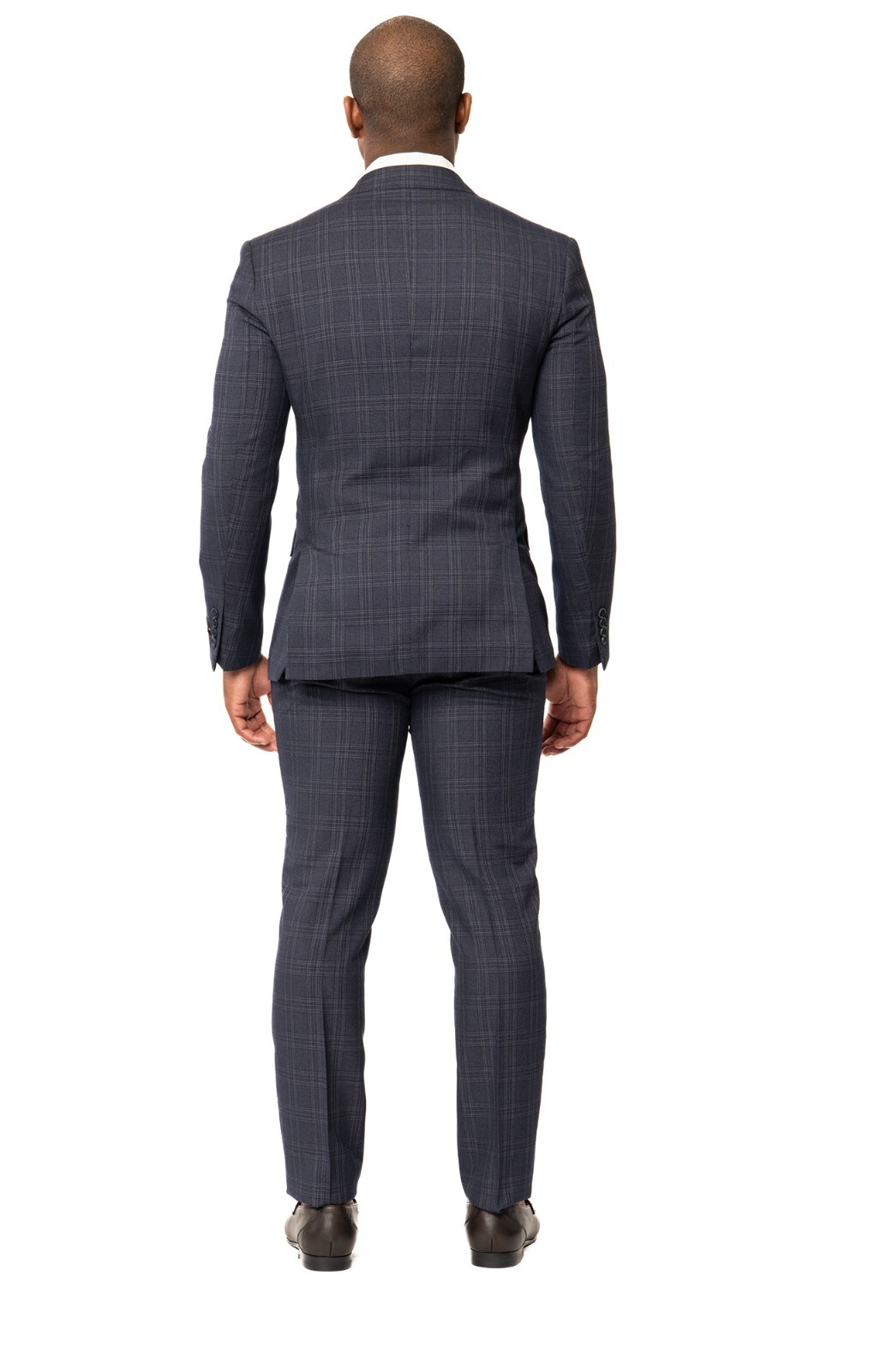 Slim Fit Double Breasted Plaid Eggplant Purple 2 Button Peak Lapel Men Suit AZAR