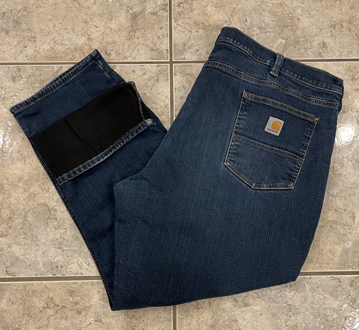 Mens 48X30 Carhartt 104939 Rugged Flex Relaxed Fit Fleece Lined 5 Pocket Jeans