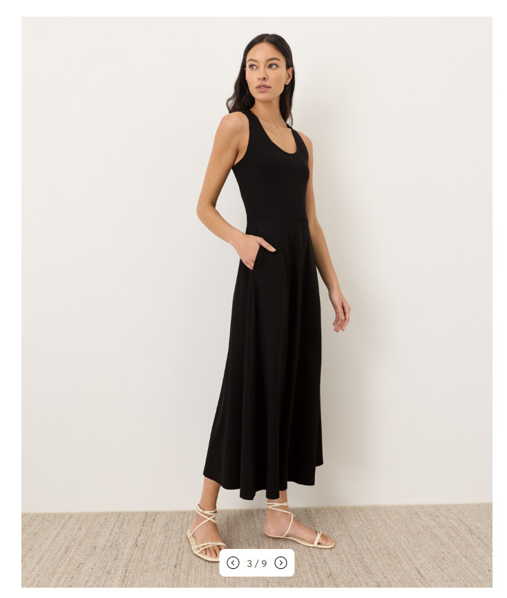 PACT Organic Fit & Flare Open Back Maxi Dress Black