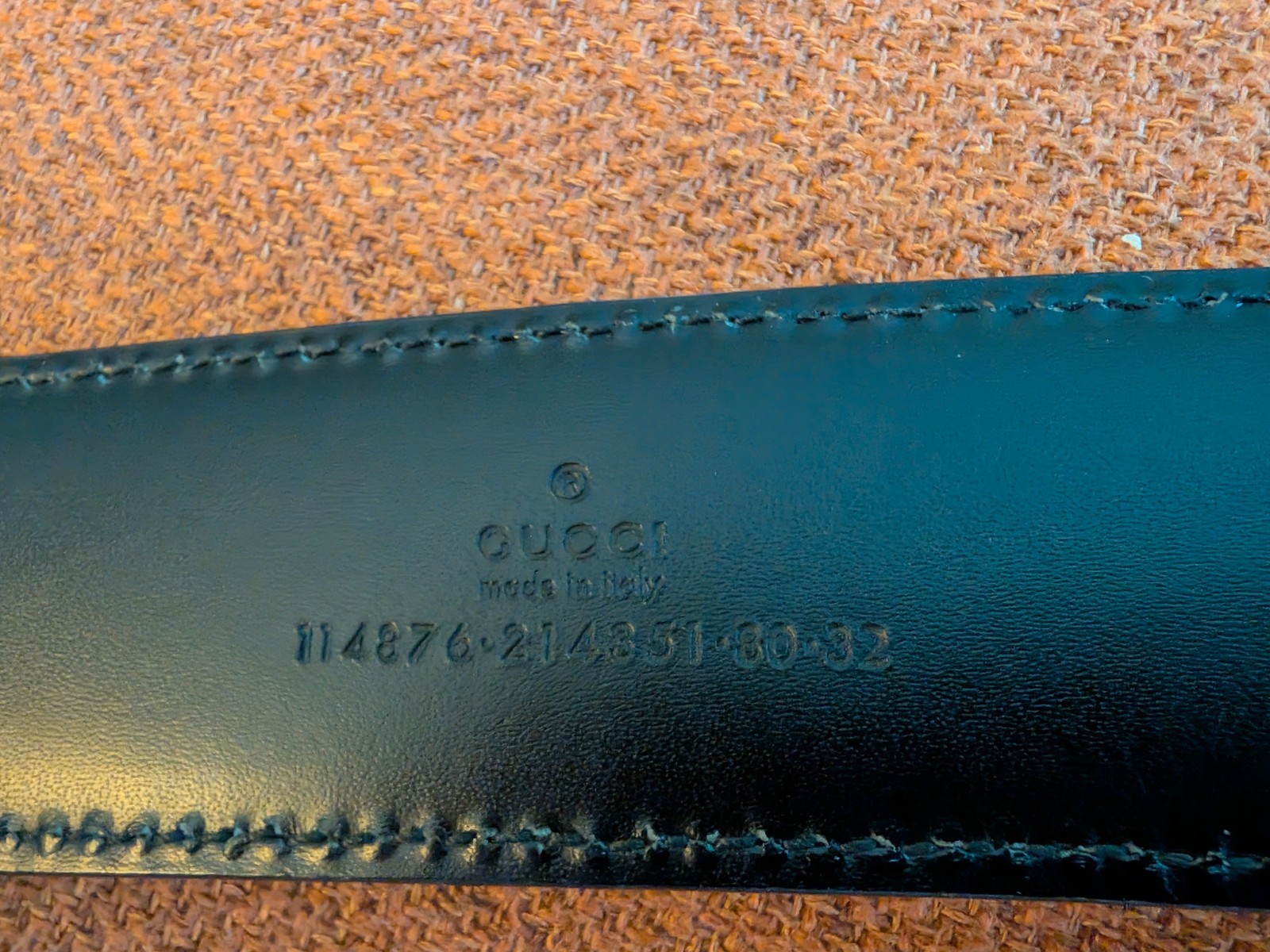Vintage Gucci Interlocking Gs Black Calfskin Leather Belt Unisex 80/32