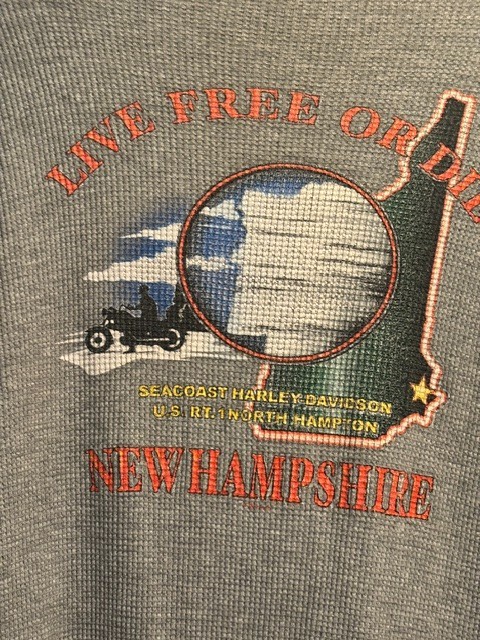 Harley-Davidson NH Mens LARGE Waffle Knit Henley Long Sleeve Gray Thermal EUC