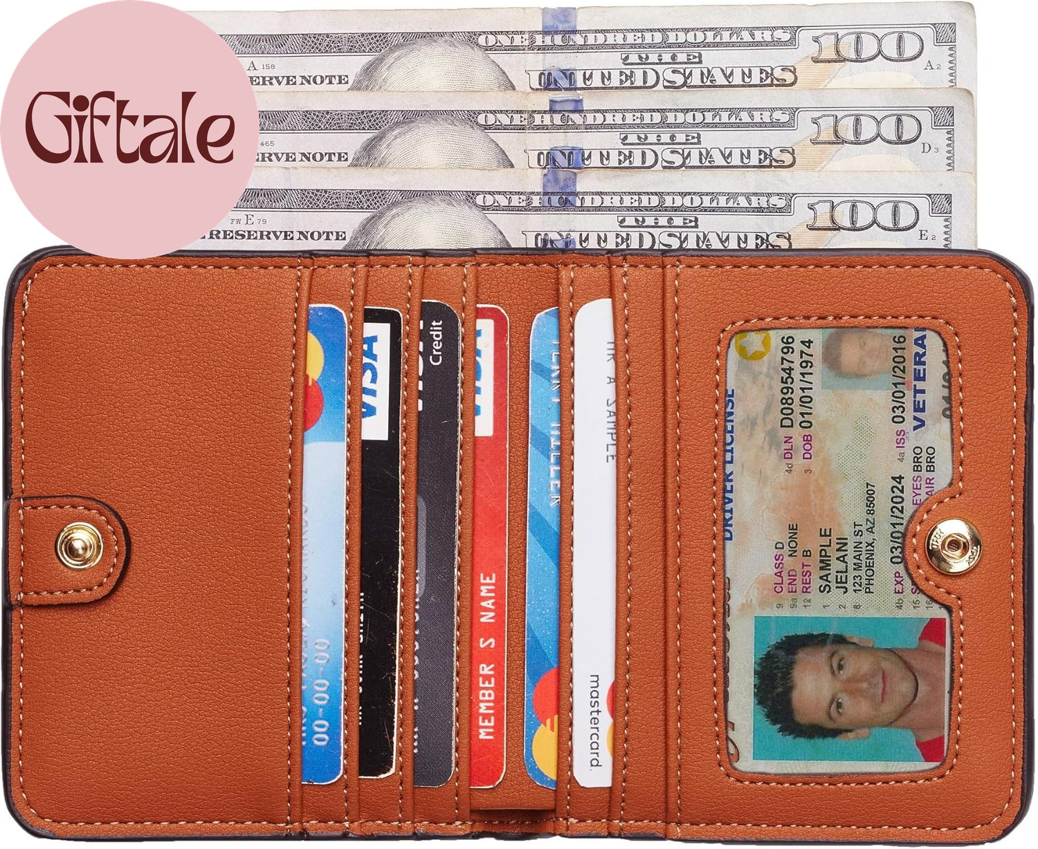 Women’S Small Slim Leather Wallet with RFID Protection, Compact Bifold Mini Purs