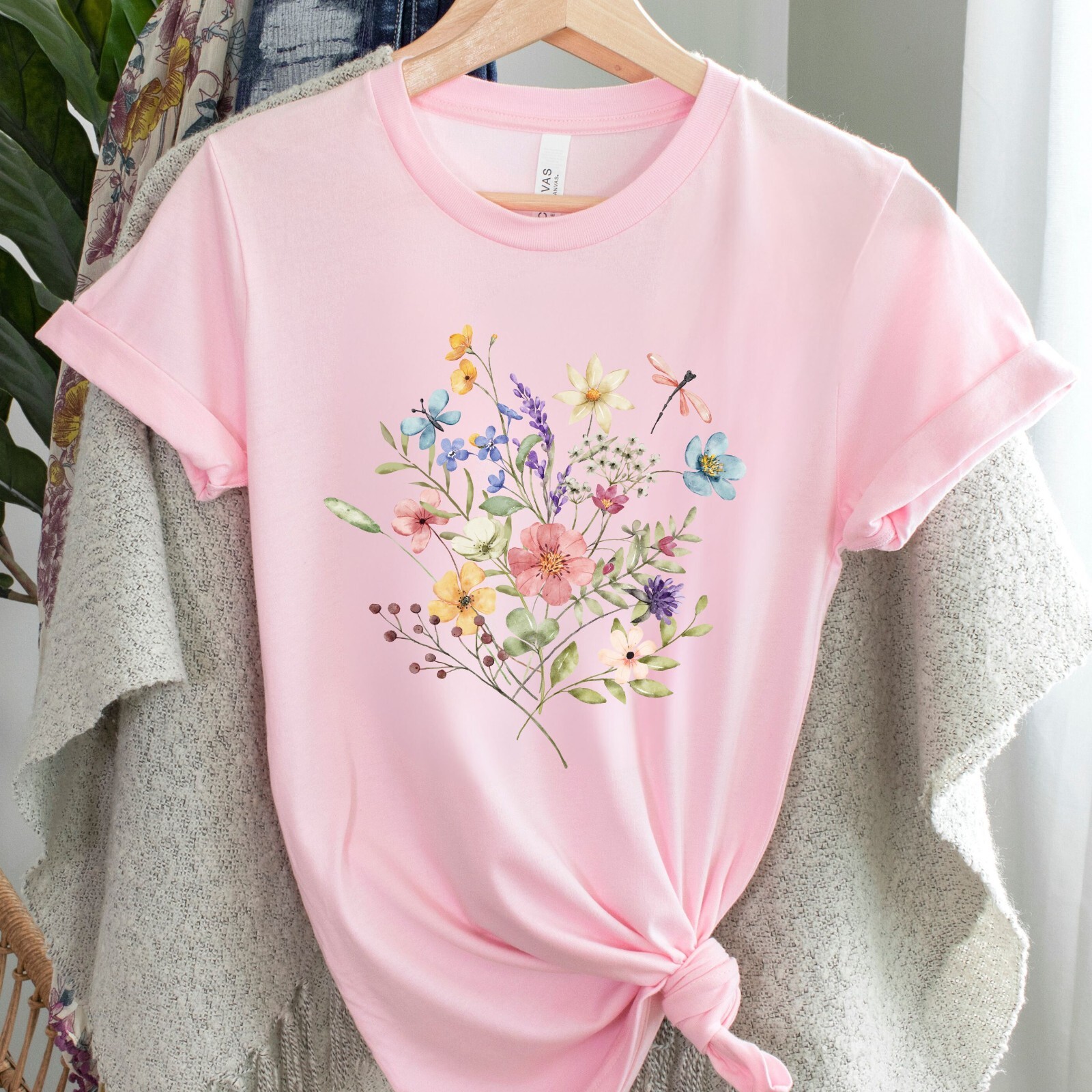 Floral Spring Flowers Wildflower Watercolor Women T-Shirt S M L XL 2XL 3XL