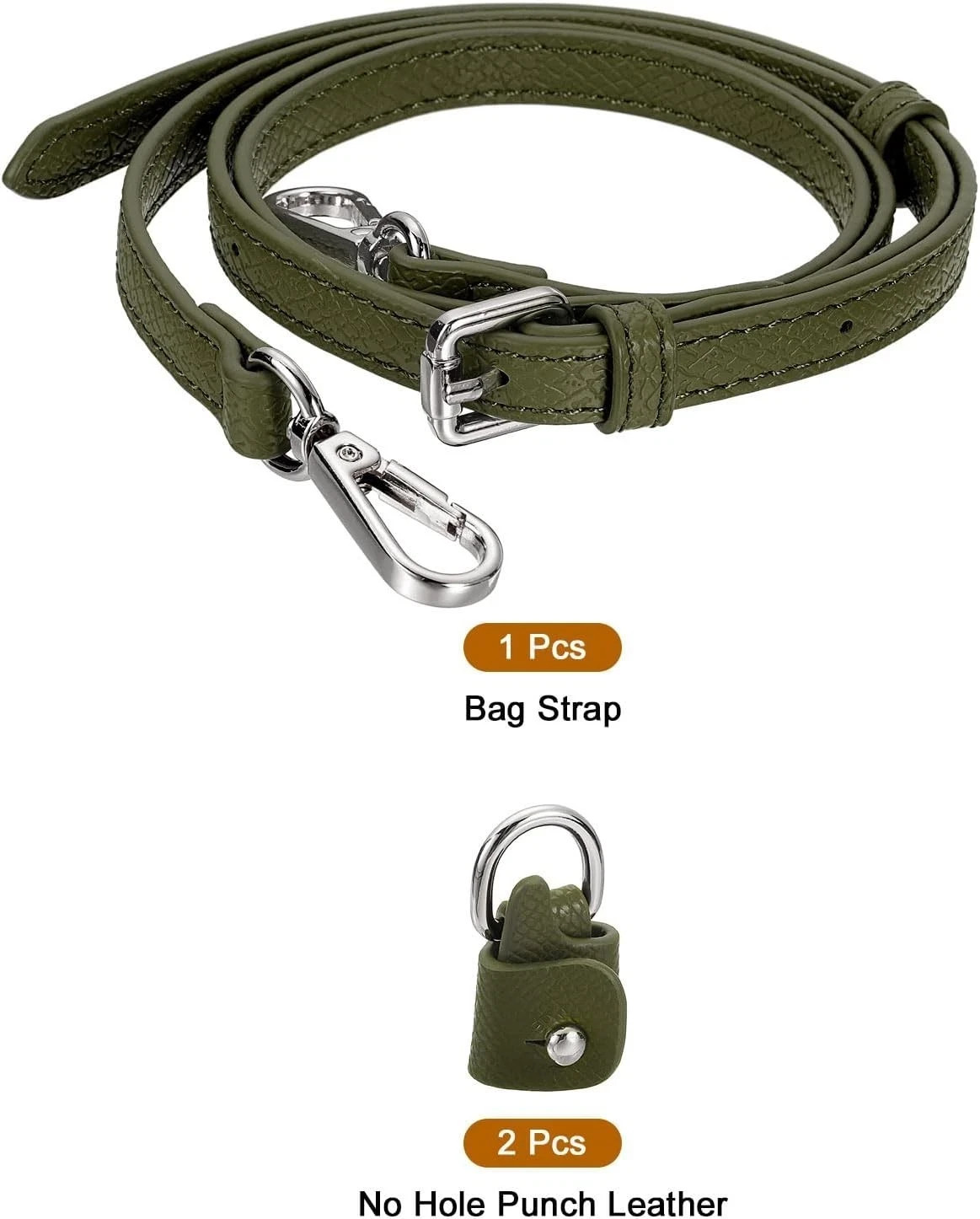 36″ to 47″ Adjustable PU Leather Purse Strap with Silver Hardware Dark Green