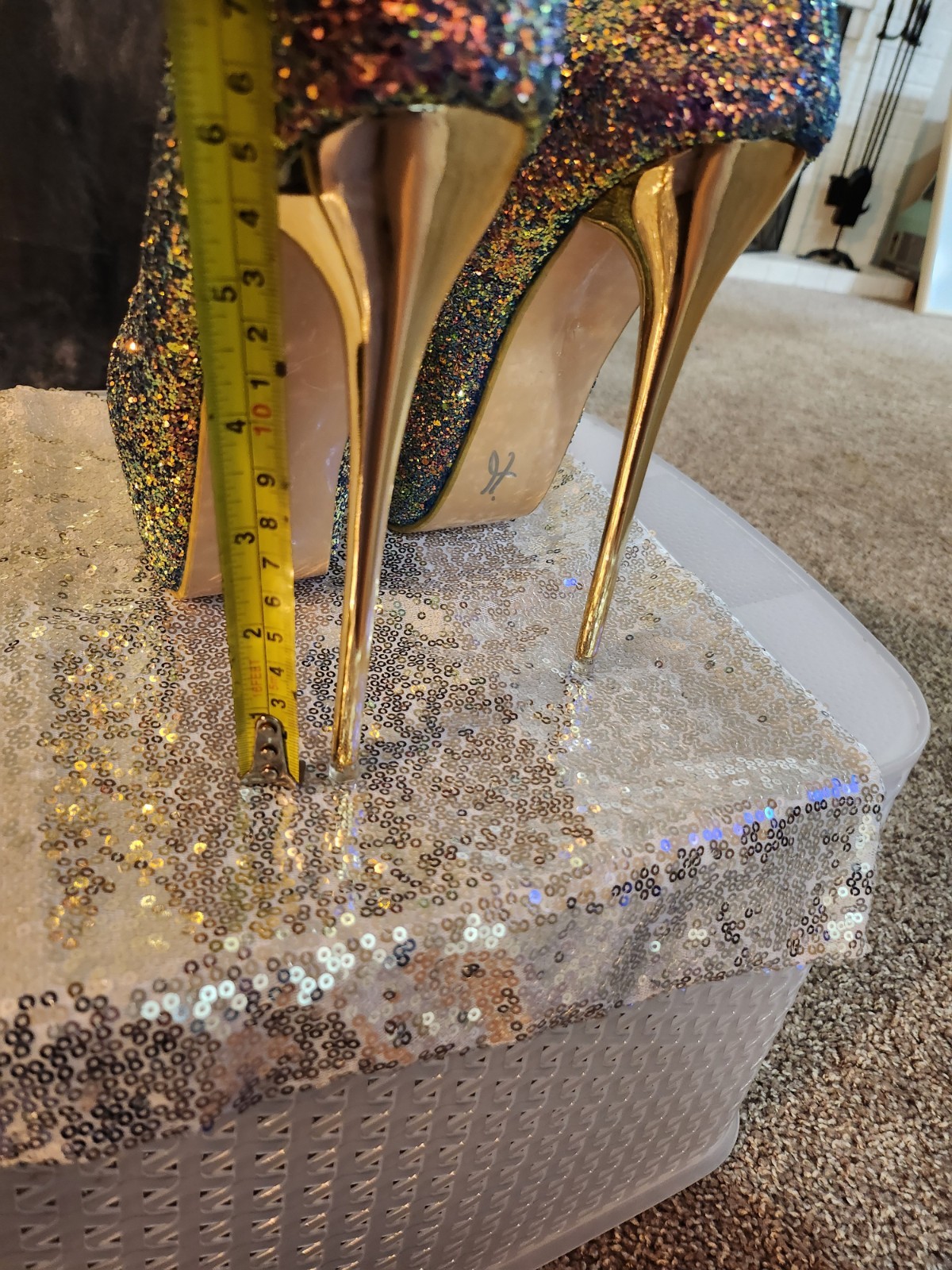Women Mens Glitter Platform Stilettos Heels Cross Dresser Size 6.5 Womens EU 37