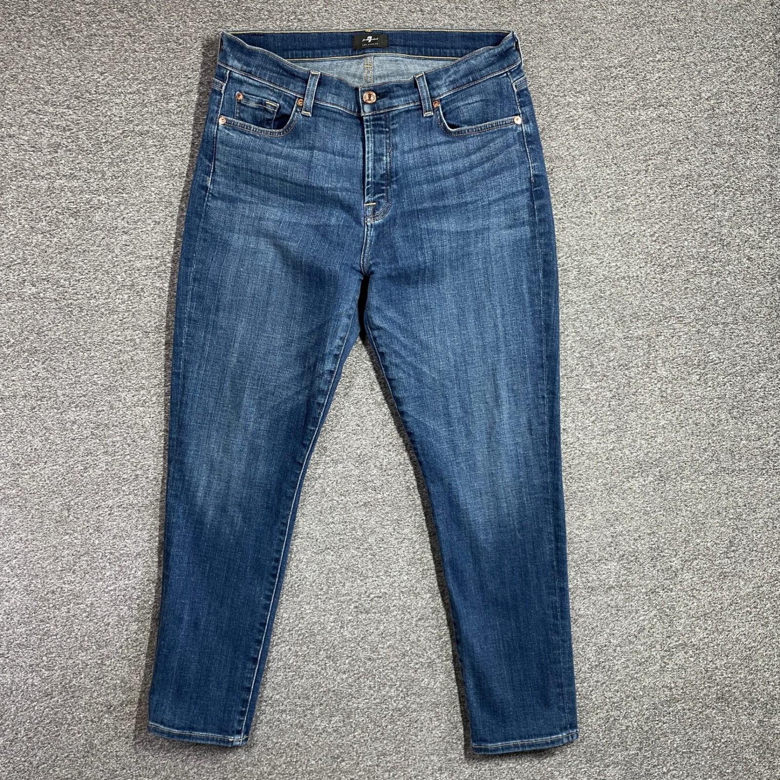 7 For All Mankind Jeans Josefina Slim Boyfriend Medium Wash Blue Denim