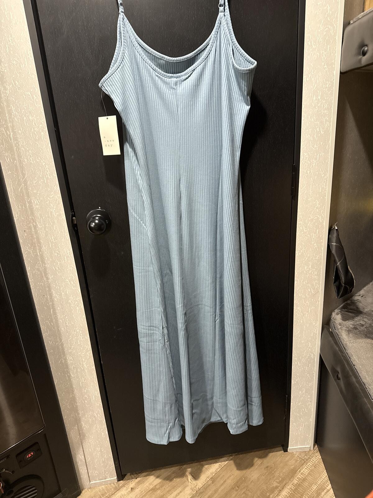A New Day Light Blue Ribbed Tank Midi Dress 1X