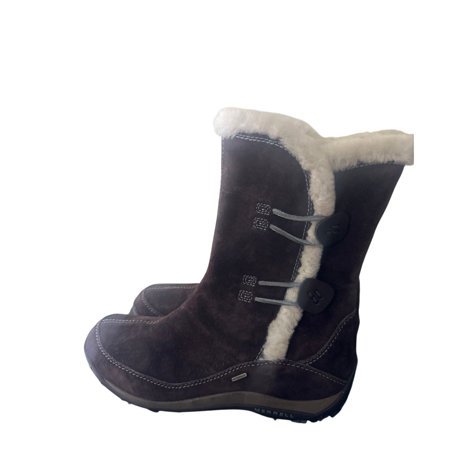 Merrell Yarra Waterproof high Snow Boots Womens s 10 Chestnut Brown Suede N