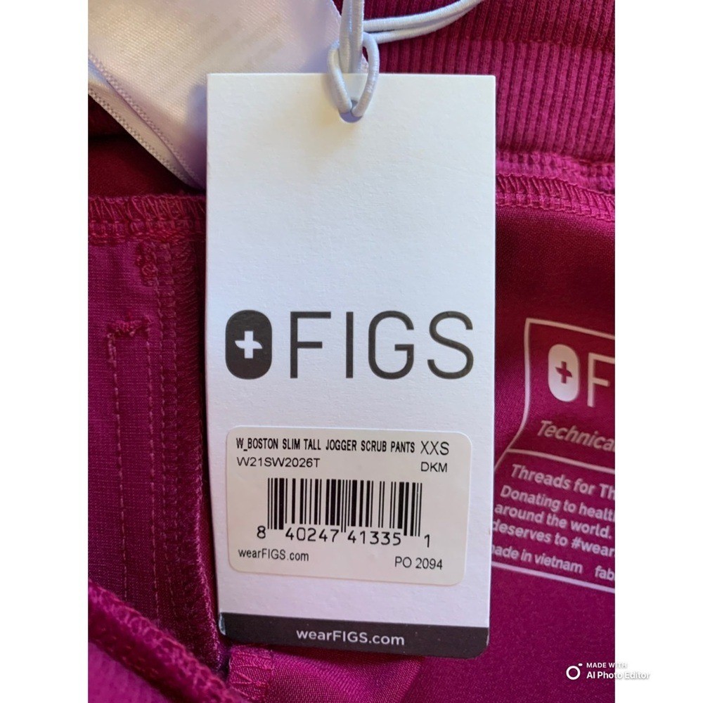 Figs Size XXS TALL Dark Magenta Boston Slim Tall Jogger Scrub Pants NWT