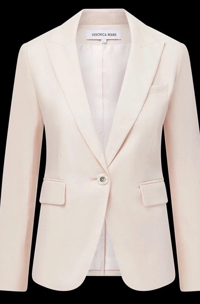 Veronica Beard Cutaway Dickey Jacket Blazer NWT Linen Blend $648 Pink Haze 00