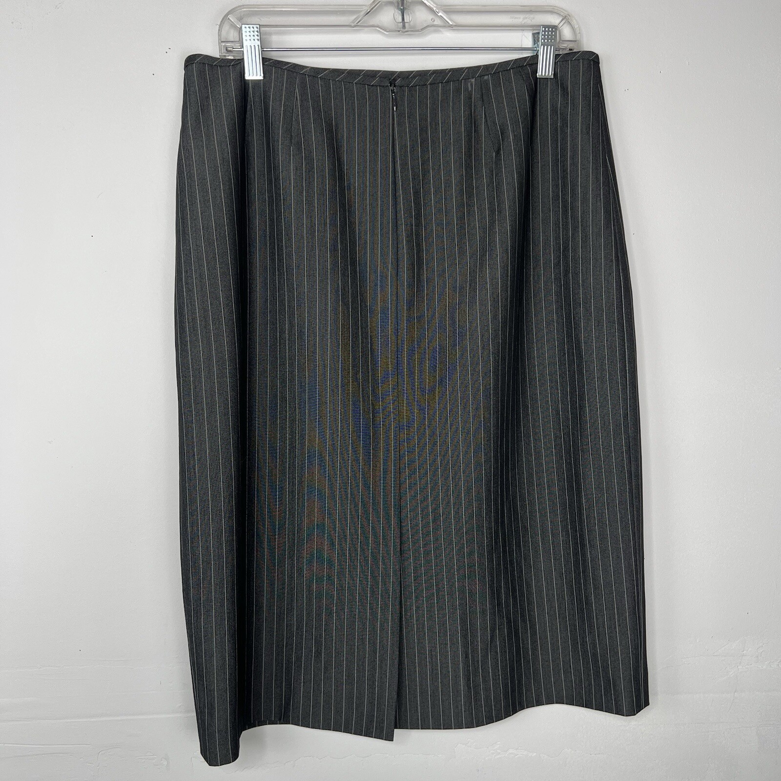 Evan Picone Polyester Rayon Stretch Skirt Suit 12 Charcoal Striped Business 2PC